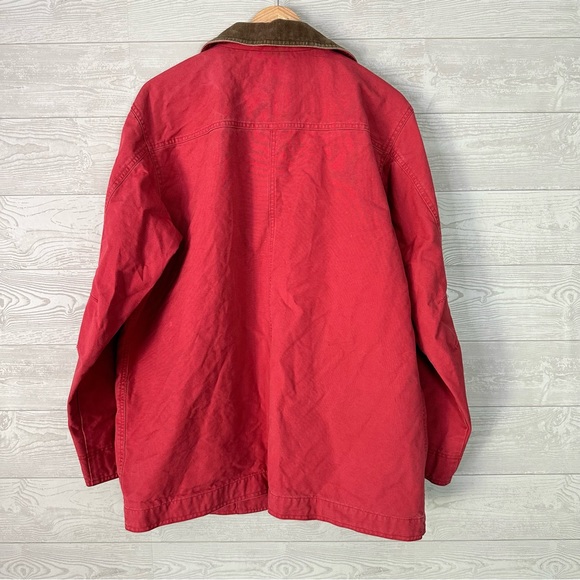 L.L. Bean Red Utility Jacket with Brown Collar - Picture 2 of 6